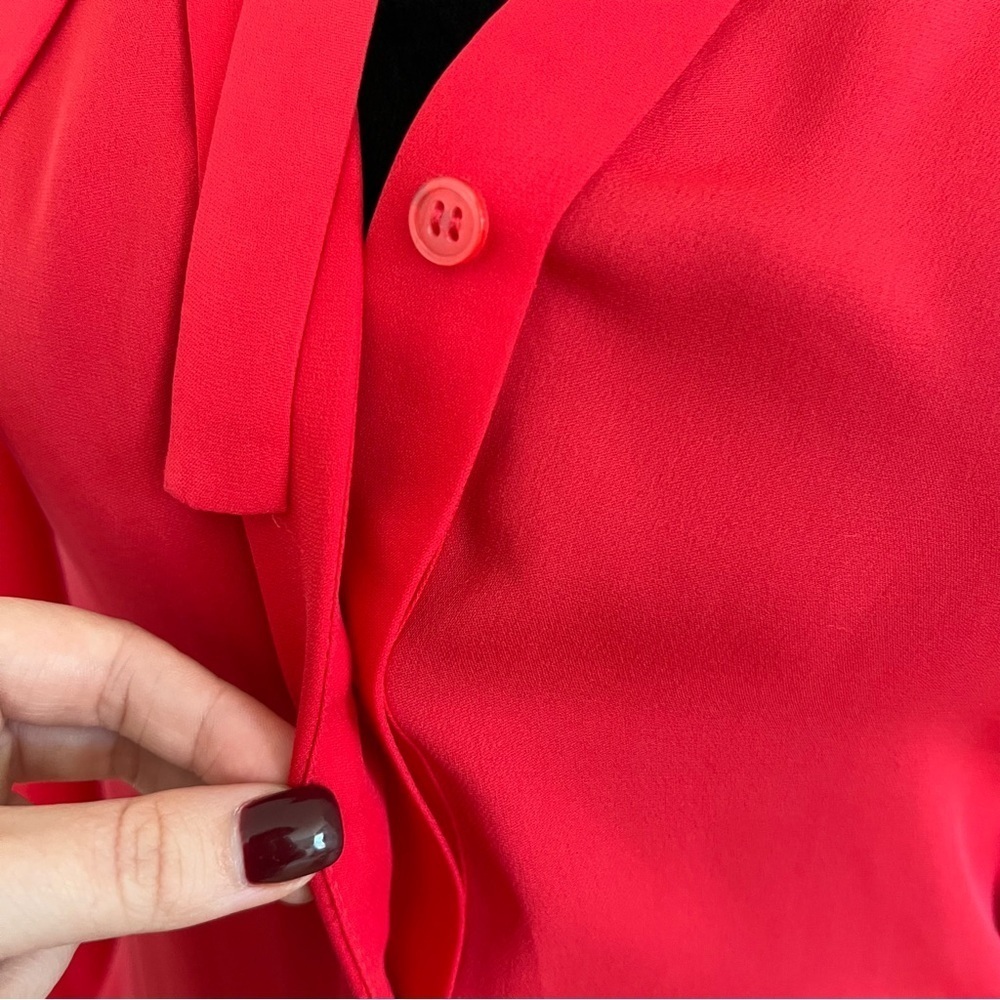 BCBGMaxAzria “Bellona” Red Tie-Neck Blouse (Sz S) NWT - Picture 4 of 12